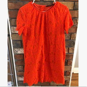 Zara Basic Collection Orange Lace Lined Dress